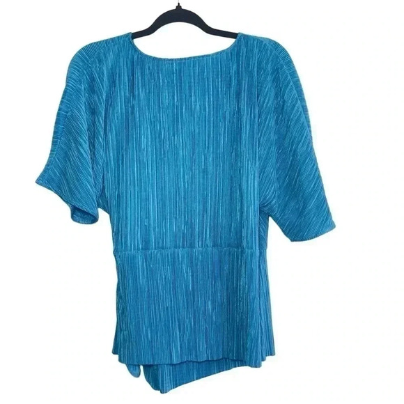 Halogen Blue Textured Wrap Blouse  Polyester Size Medium - Picture 7 of 8
